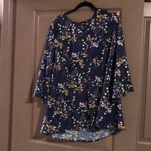 Navy blue Flowery light blouse